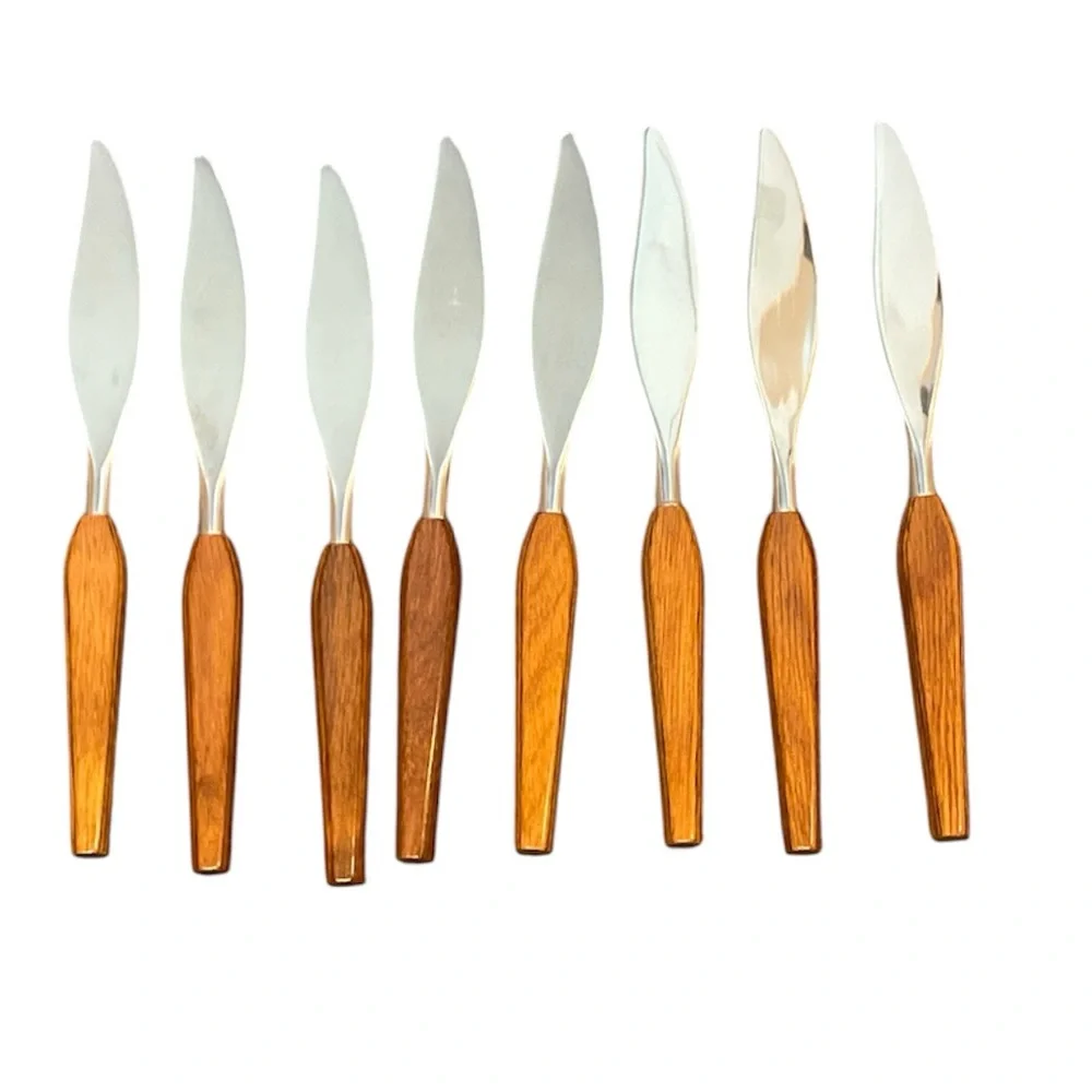 Town & Country Steak Knife Set Washington Forge Wood Handle Stainless Blade MCM